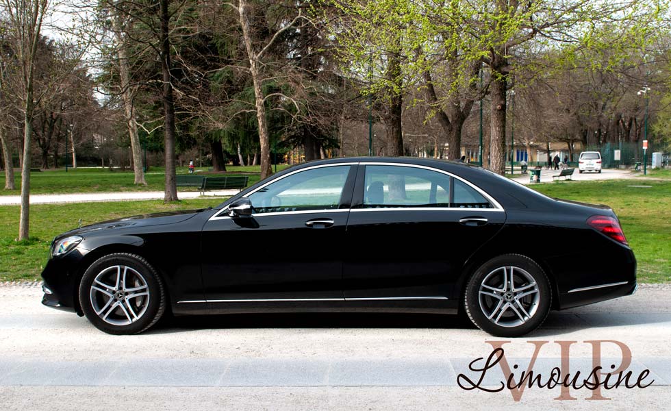 Mercedes S class 560 with driver: side view
