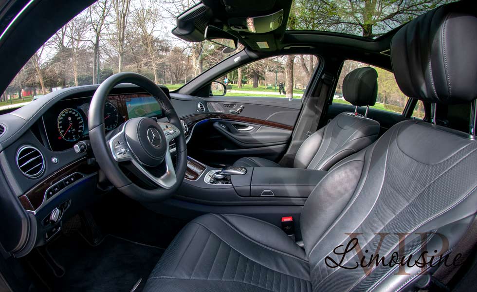 Mercedes S Class 560 with driver: front seats