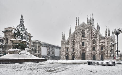 Chauffeur driver car rental snowy Milan