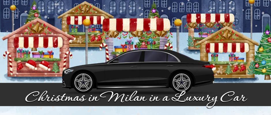 Enjoying Christmas in Milan in a Luxury Car with Driver: Car crossing a fair