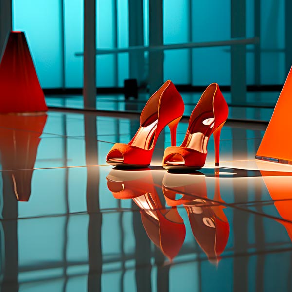 Transfer Milan and Long Range Transfer: Red shoes exhibited for the MICAM