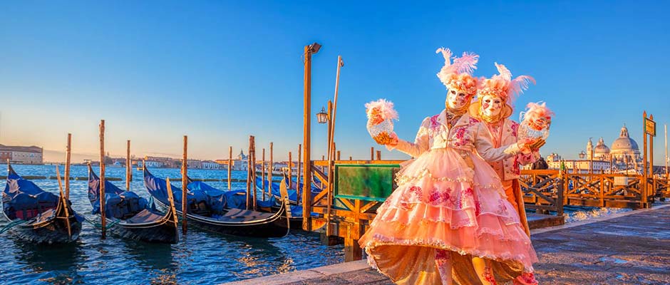 Venetian carnevale 2018, by luxury car with driver